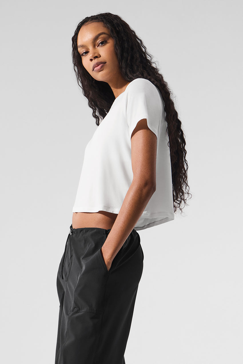 Cropped All Day Short Sleeve - White