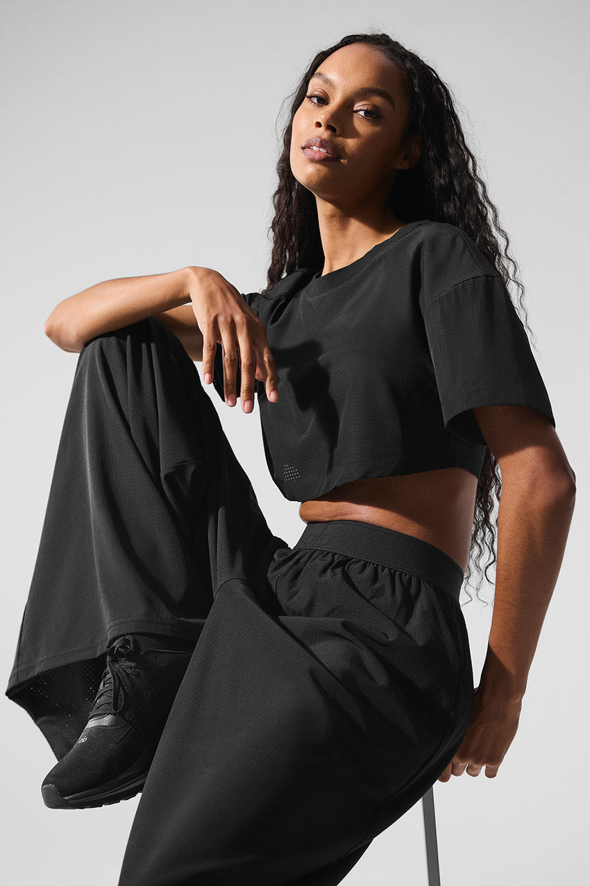Mesh Cropped Mirage Tee - Black
