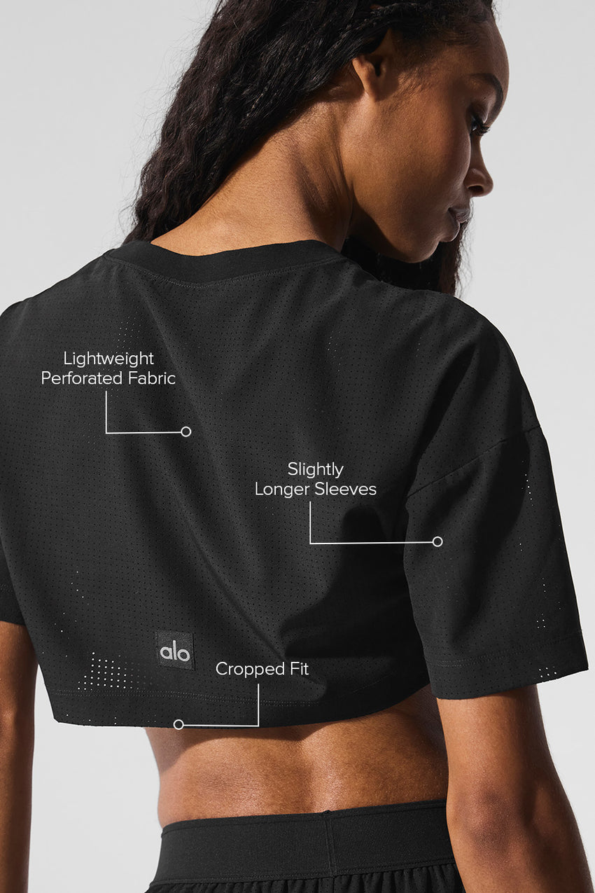 Mesh Cropped Mirage Tee - Black