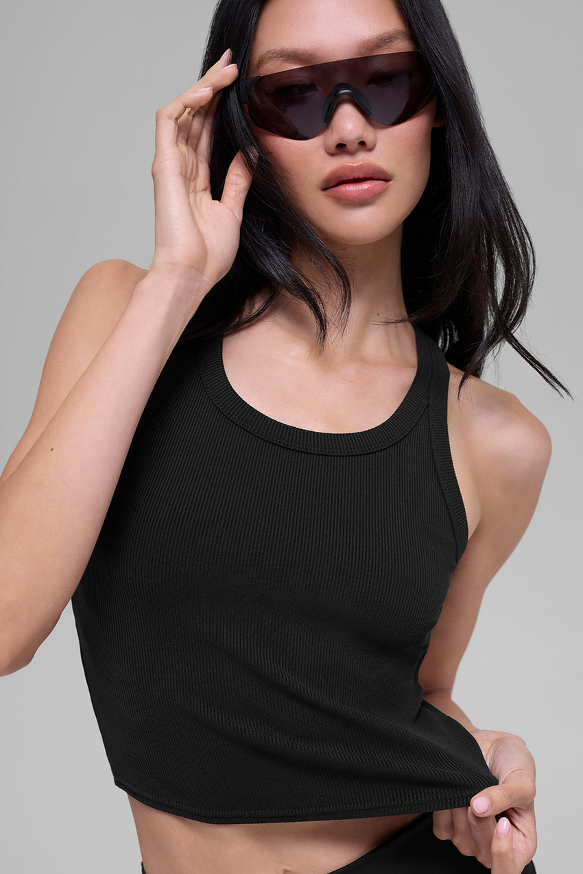 Goddess Ribbed Go-To Tank - Espresso