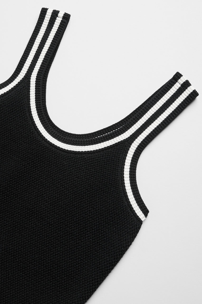 Tennis Club Sweater Knit Tank - Black/Ivory