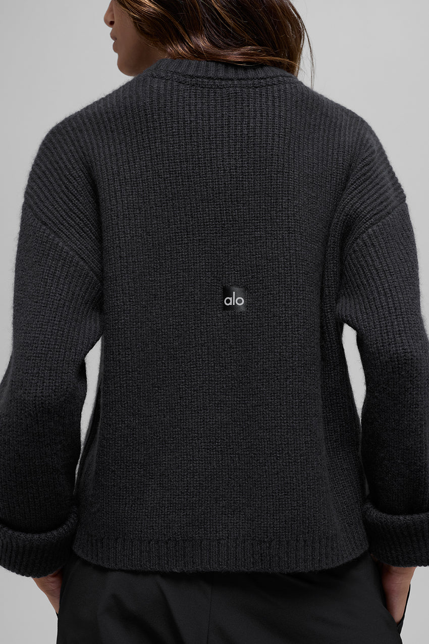 Cashmere Ribbed Noble Crewneck Sweater - Ivory