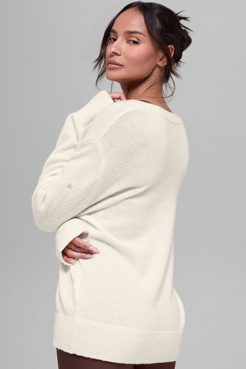 Cashmere New Class Oversized V-Neck Sweater - Ivory