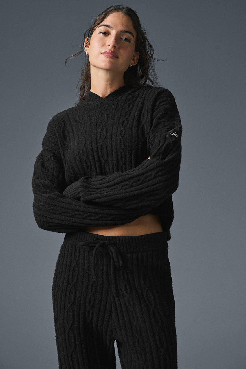 Cable Knit Winter Bliss Hoodie - Athletic Heather Grey