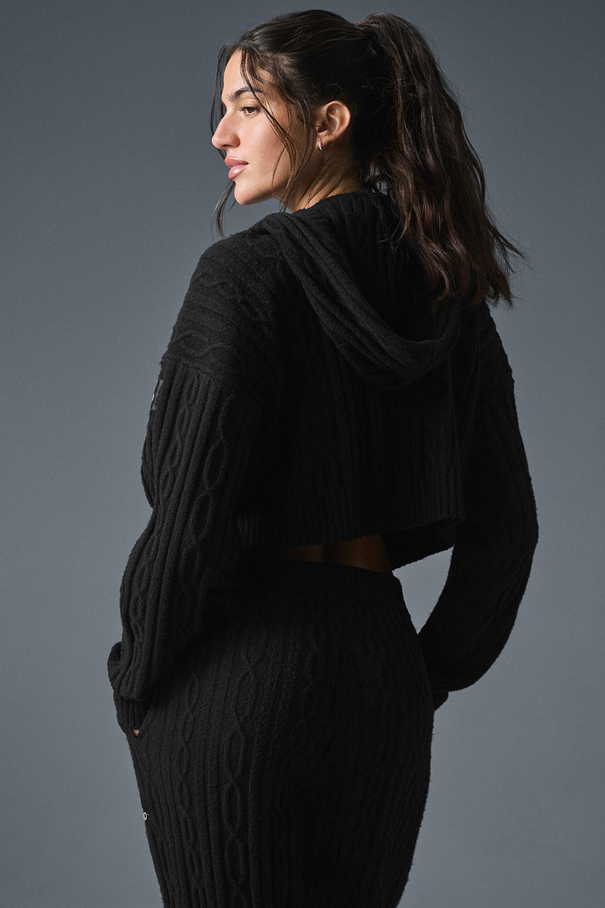 Cable Knit Winter Bliss Hoodie - Athletic Heather Grey