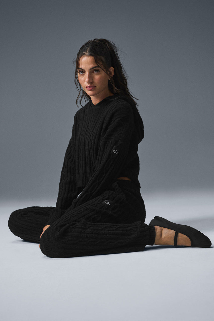 Cable Knit Winter Bliss Hoodie - Athletic Heather Grey