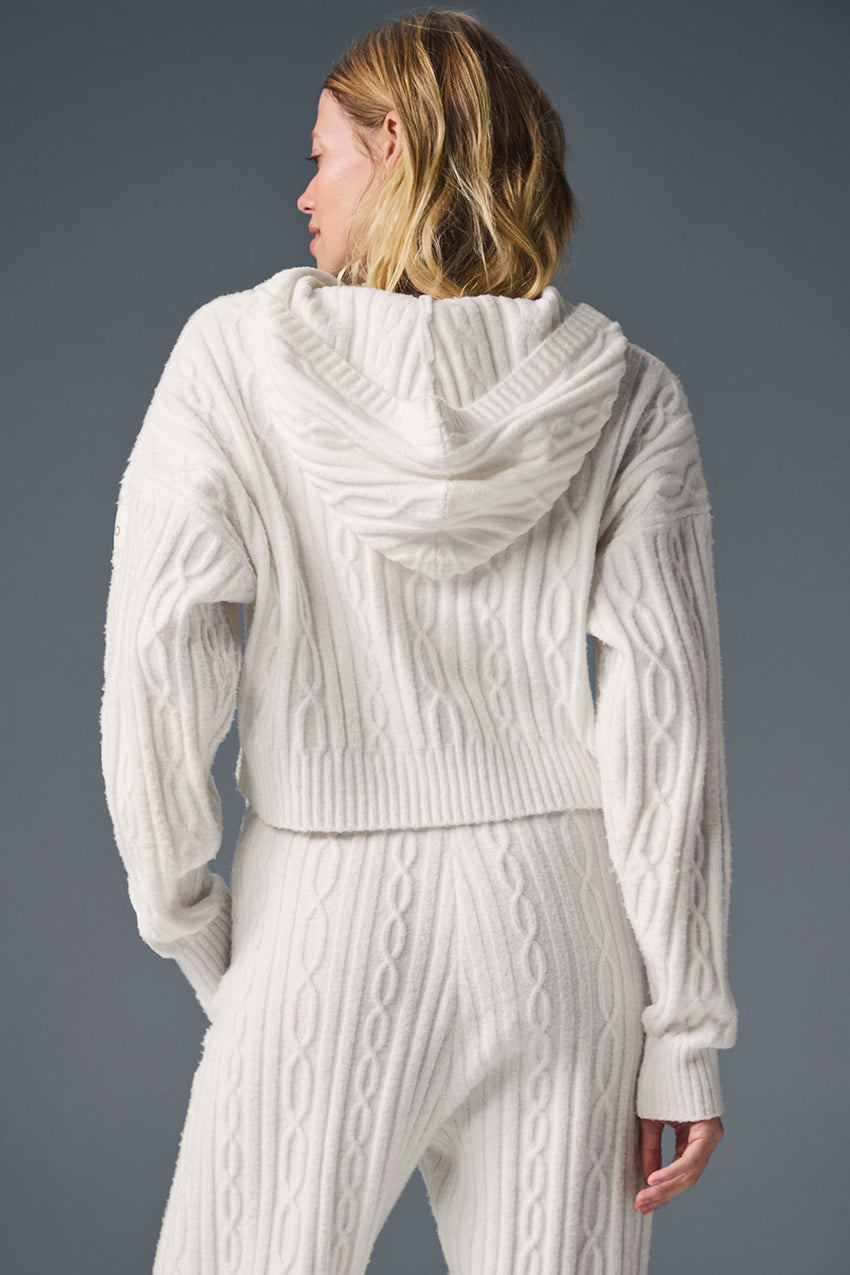 Cable Knit Winter Bliss Hoodie - Athletic Heather Grey