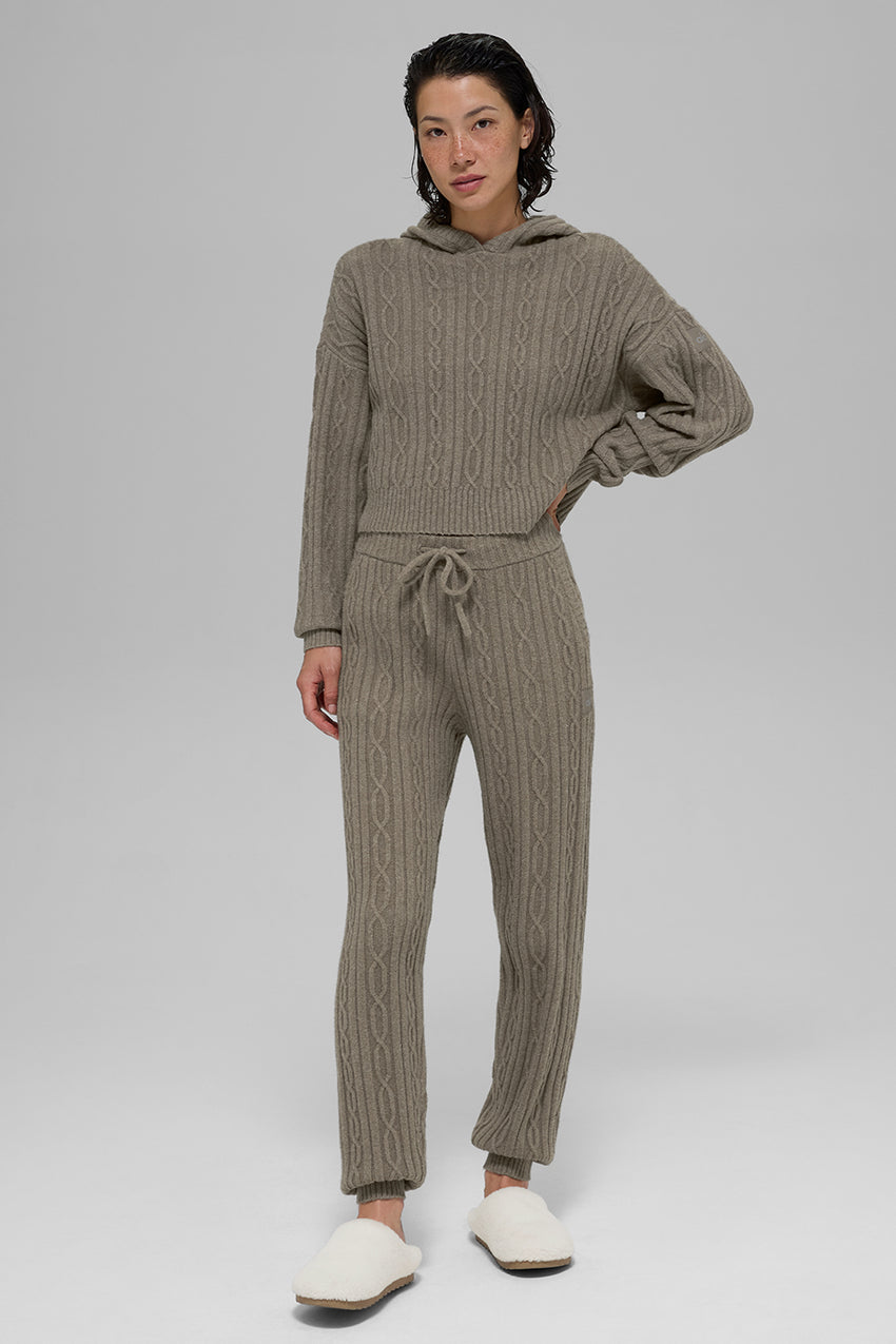 Cable Knit Winter Bliss Hoodie - Athletic Heather Grey