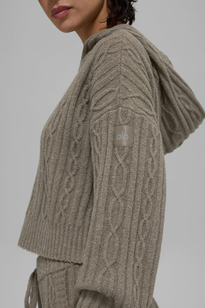 Cable Knit Winter Bliss Hoodie - Athletic Heather Grey