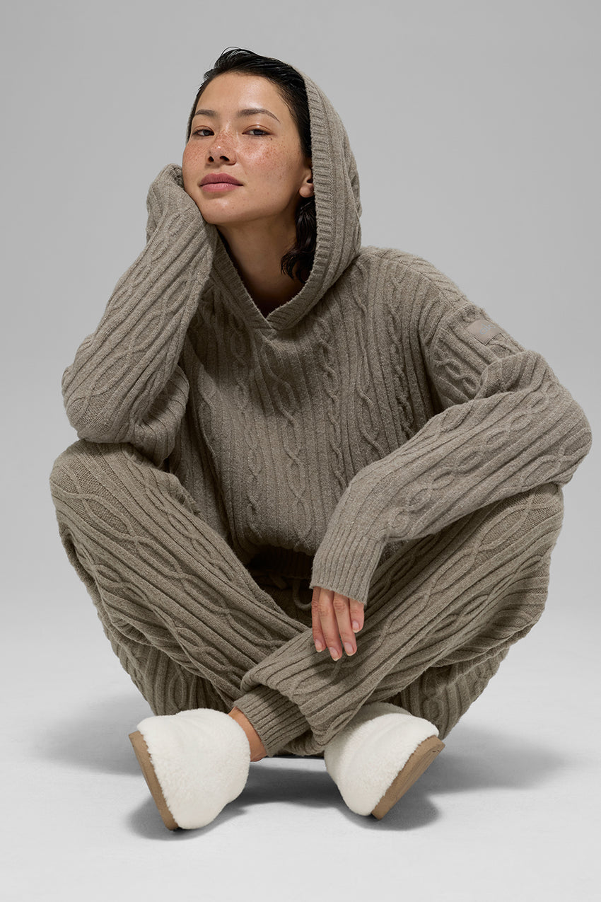 Cable Knit Winter Bliss Hoodie - Athletic Heather Grey
