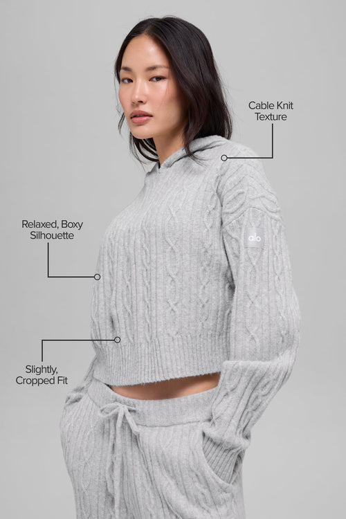 Cable Knit Winter Bliss Hoodie - Athletic Heather Grey