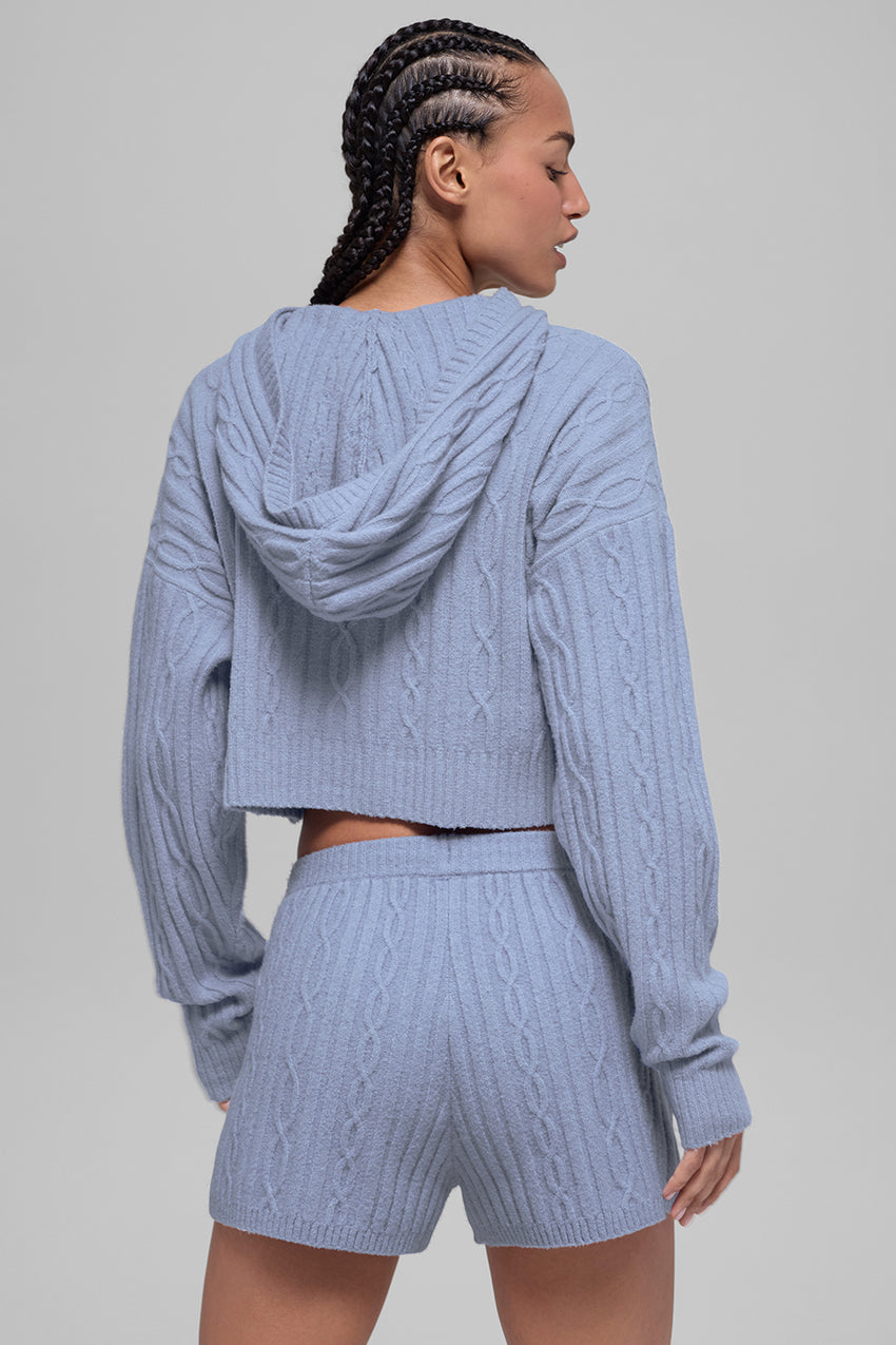 Cable Knit Winter Bliss Hoodie - Athletic Heather Grey