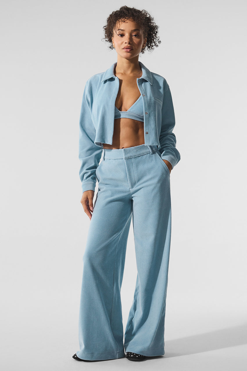 Micro Corduroy Cropped Dreamer Button Down - Celestial Blue