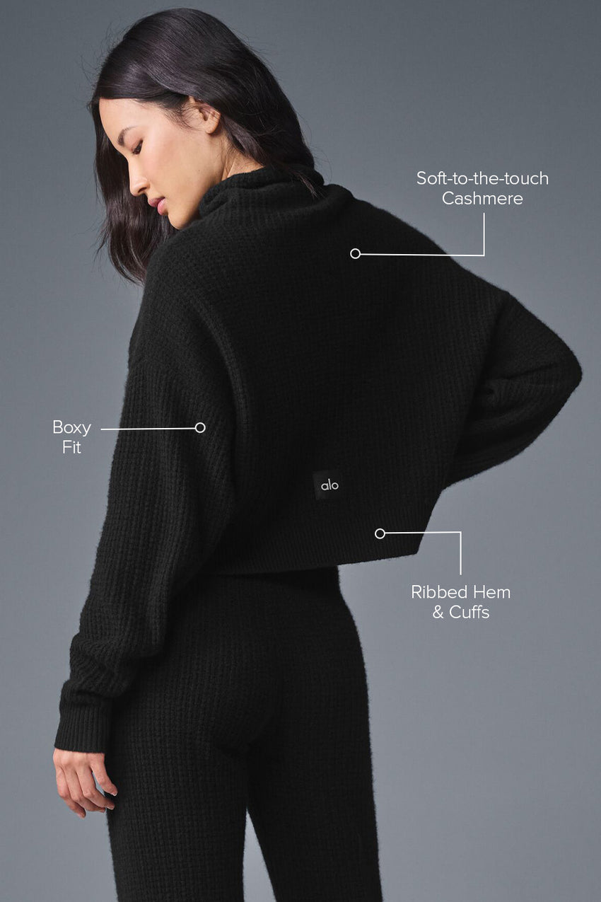 Cashmere Plush Waffle Turtleneck Pullover - Espresso