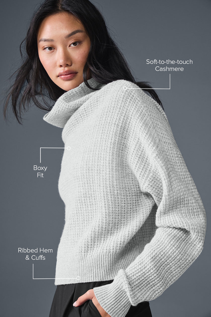 Cashmere Plush Waffle Turtleneck Pullover - Espresso