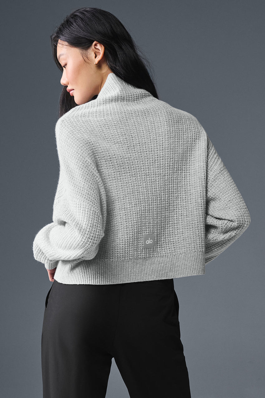 Cashmere Plush Waffle Turtleneck Pullover - Espresso