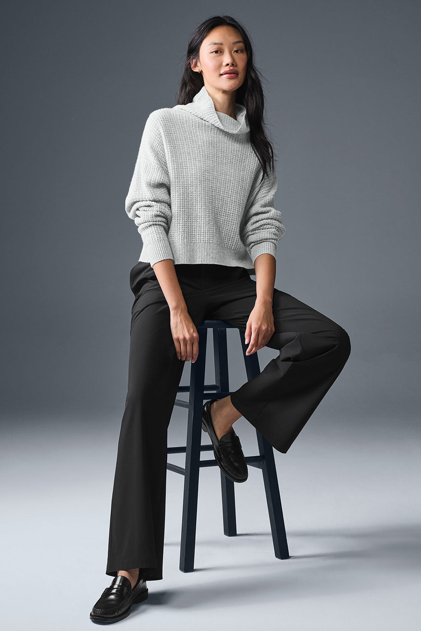Cashmere Plush Waffle Turtleneck Pullover - Espresso