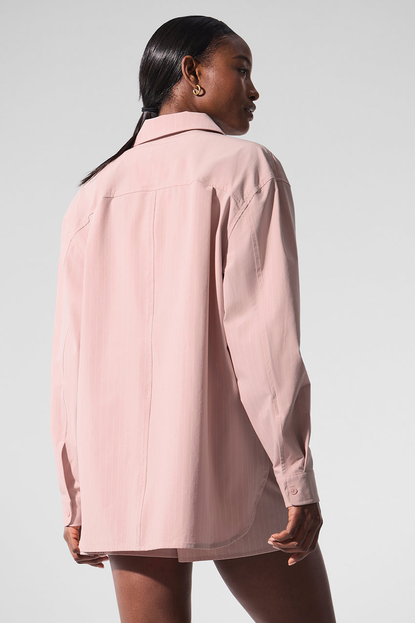 Pinstripe Daylight Button Down Long Sleeve - Black/Titanium