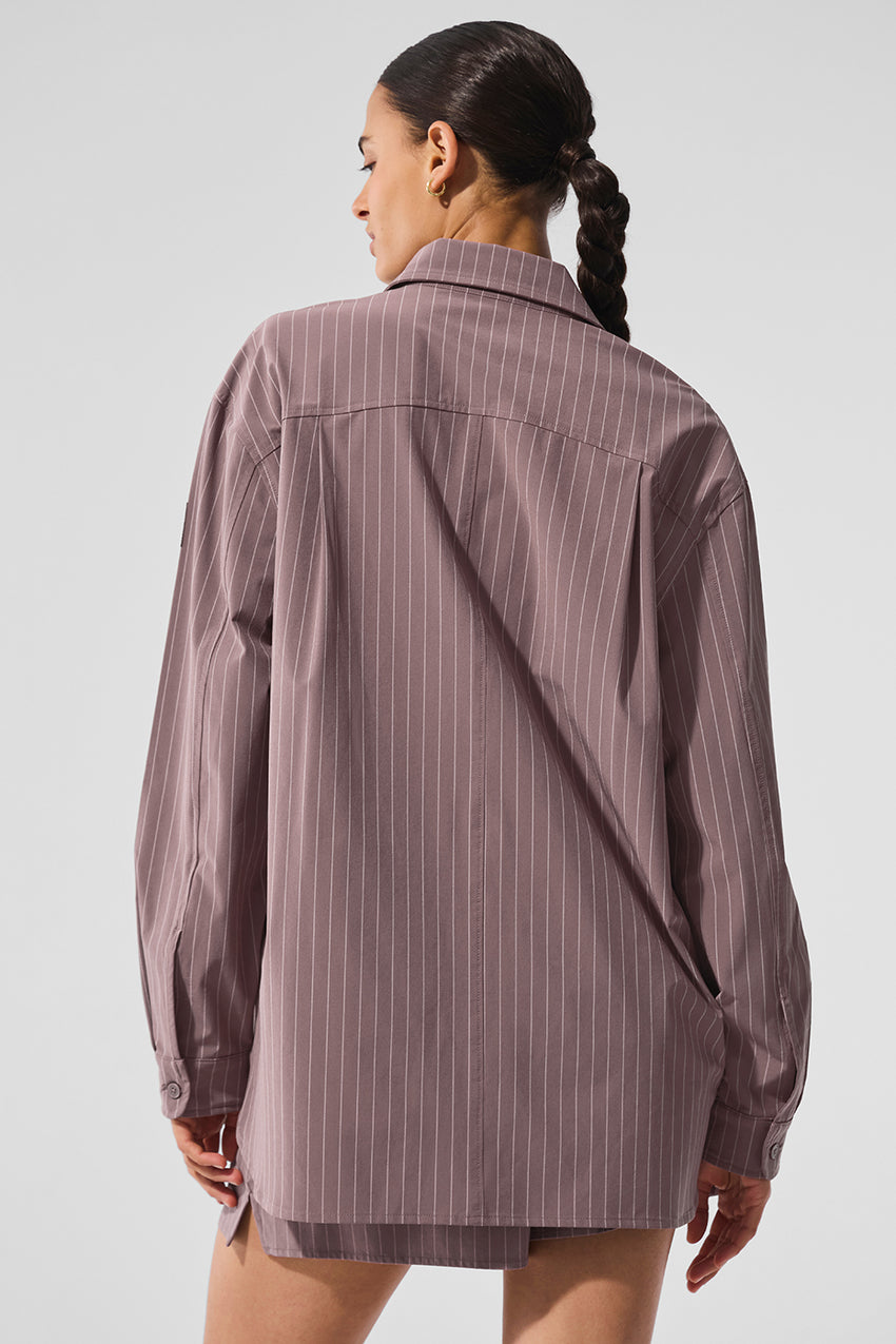 Pinstripe Daylight Button Down Long Sleeve - Black/Titanium