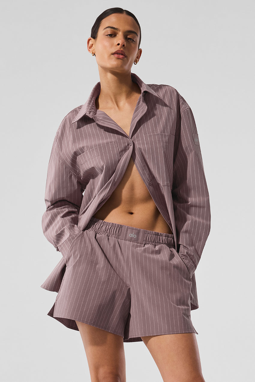 Pinstripe Daylight Button Down Long Sleeve - Black/Titanium