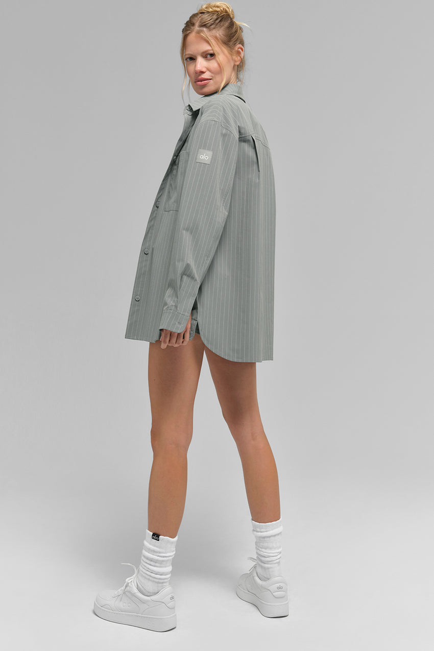 Pinstripe Daylight Button Down Long Sleeve - Black/Titanium
