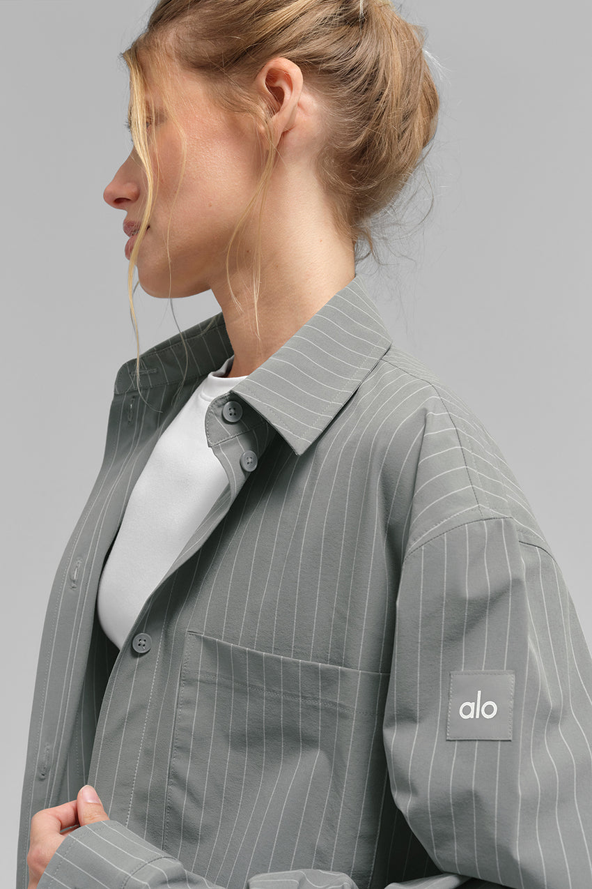 Pinstripe Daylight Button Down Long Sleeve - Black/Titanium