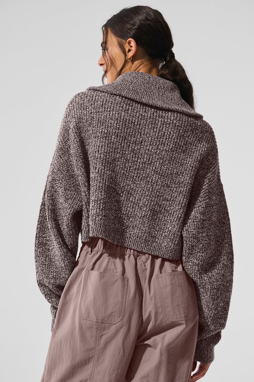 Marl Sweater 1/4 Zip Pullover - Black Marl
