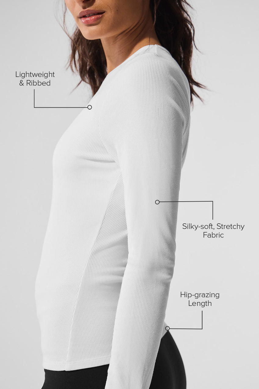 Ribbed Modal Long Sleeve - White