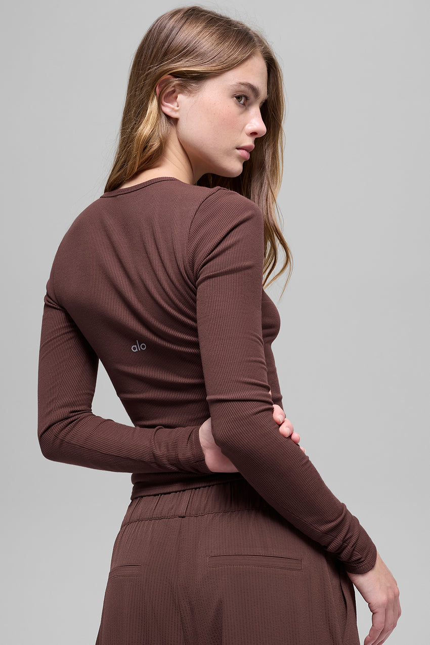Ribbed Modal Long Sleeve - White