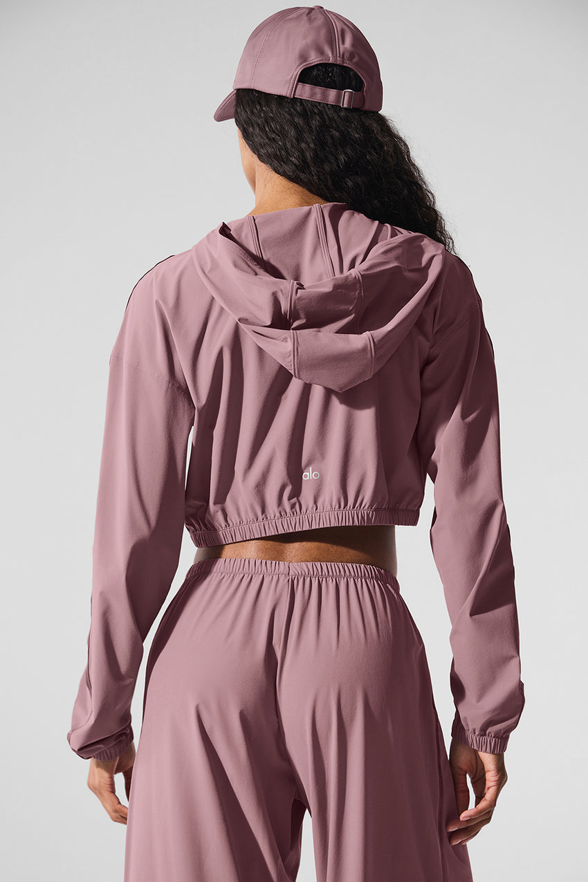 Cropped Breezy Full-Zip Hoodie - Black