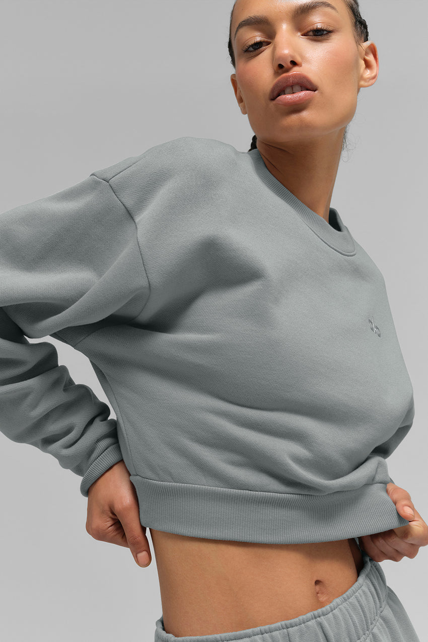 Cropped Accolade Crewneck - Black