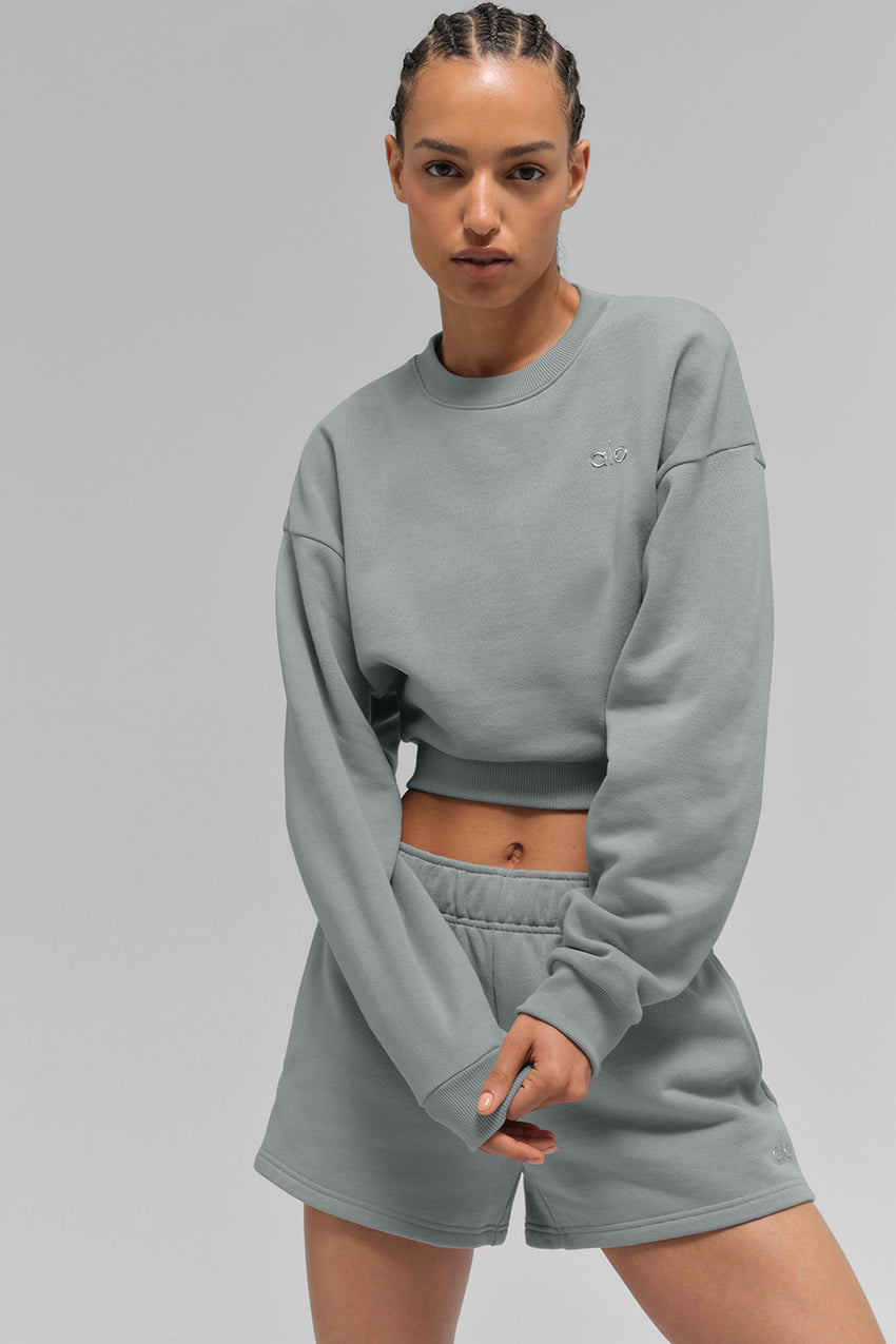 Cropped Accolade Crewneck - Black