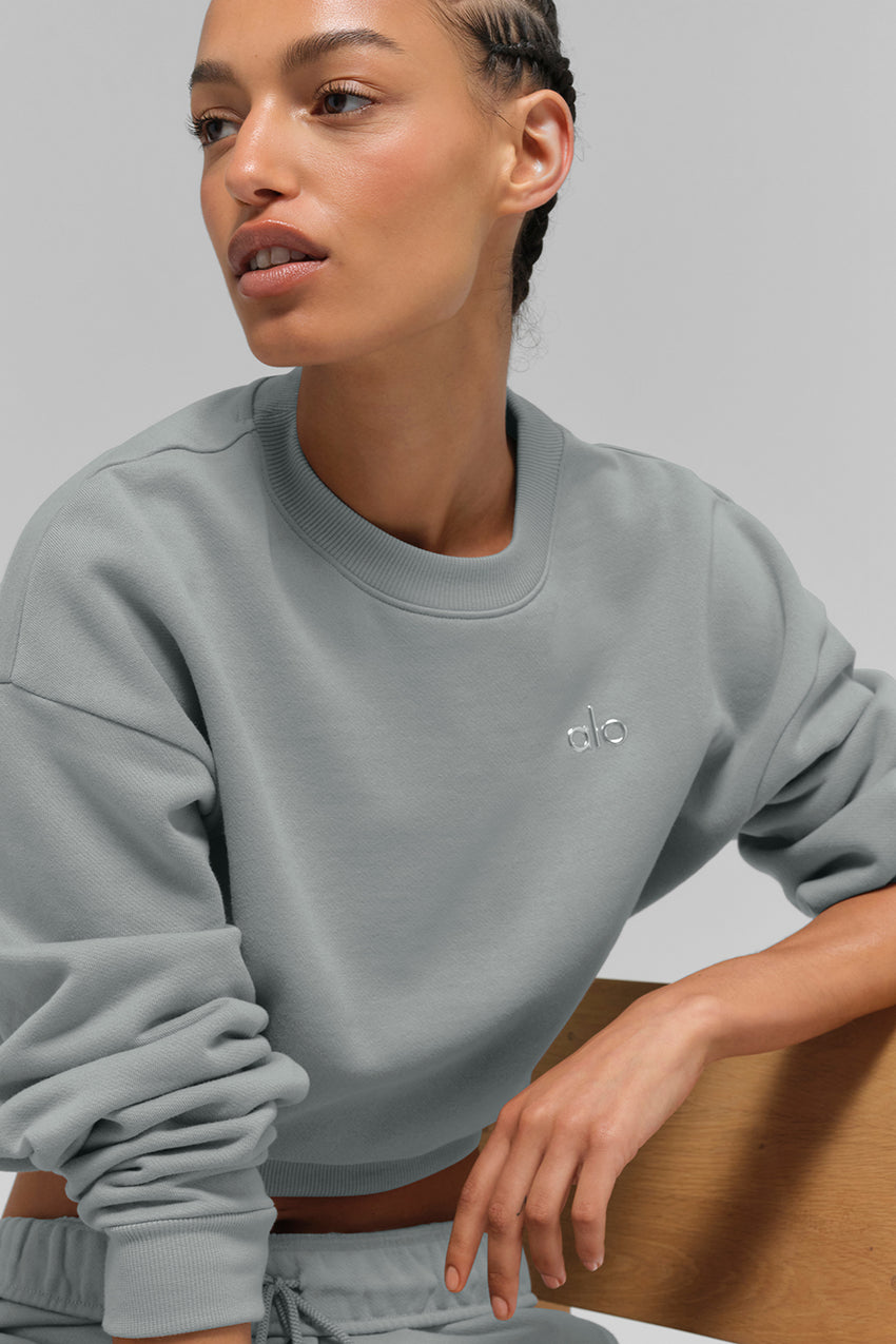 Cropped Accolade Crewneck - Black