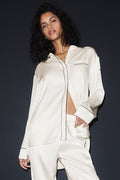 Courchevel Silk Button Down - Ivory/Black