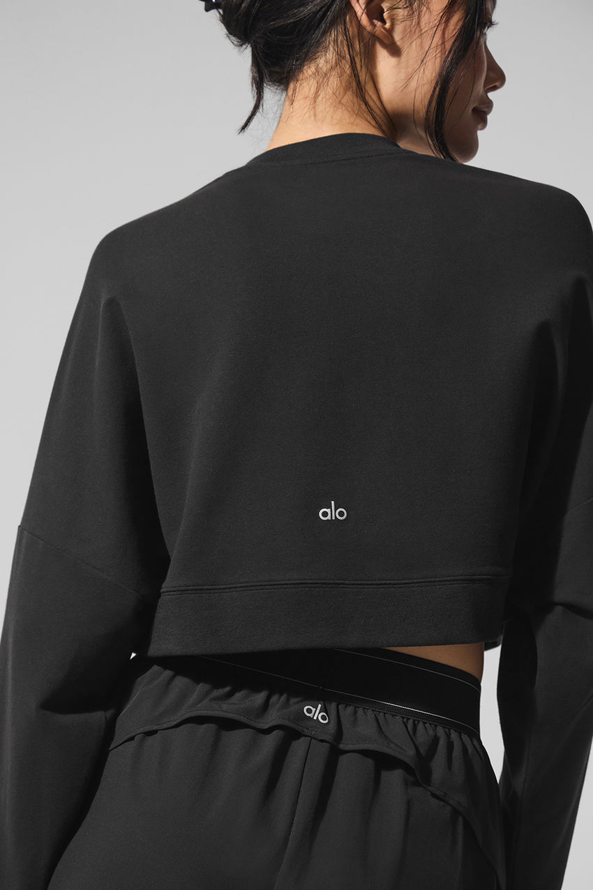 Cropped Sway Crew Neck Pullover - Athletic Heather Grey