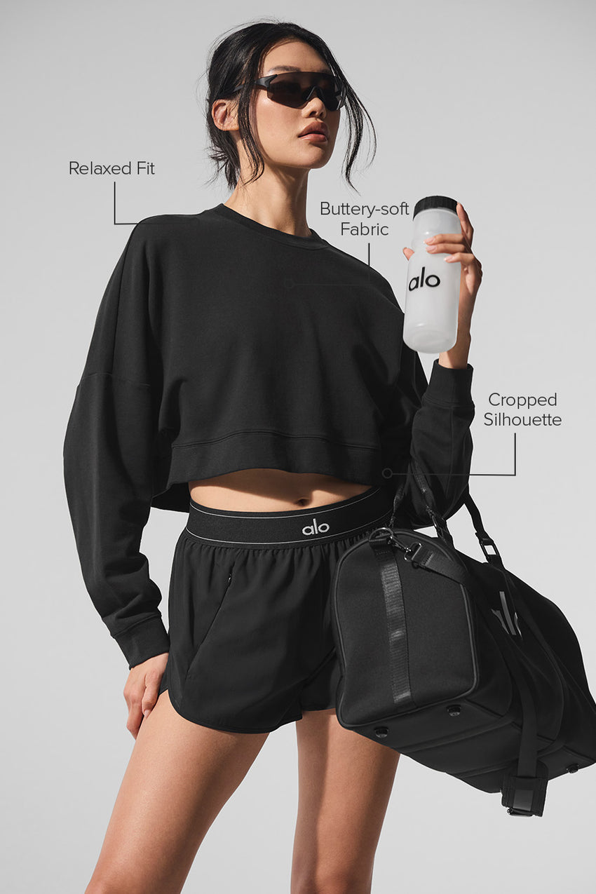 Cropped Sway Crew Neck Pullover - Athletic Heather Grey