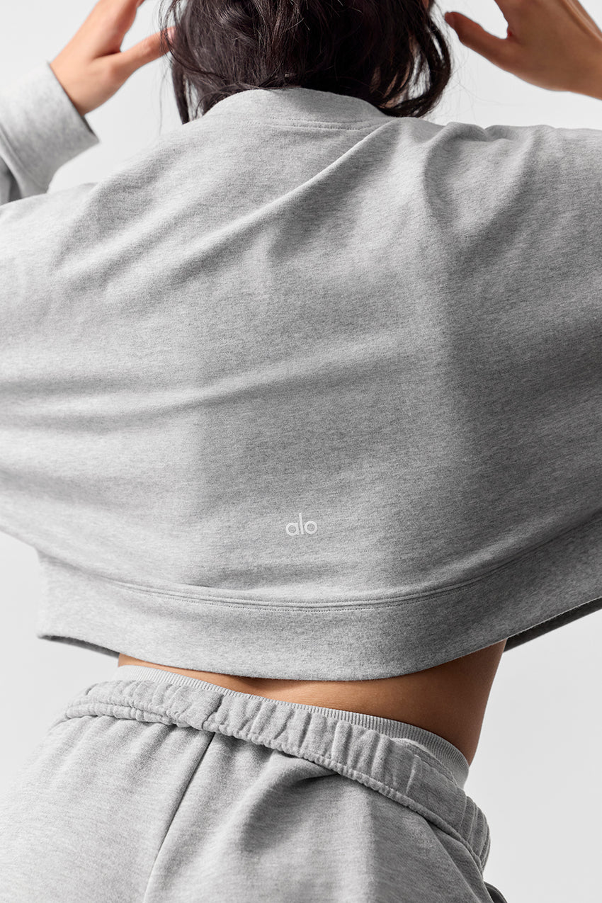 Cropped Sway Crew Neck Pullover - Athletic Heather Grey