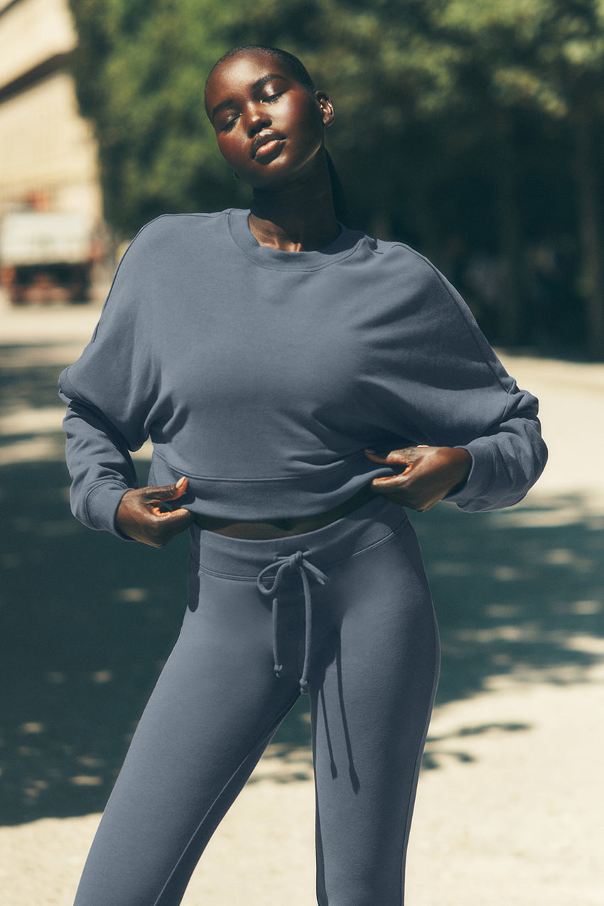 Cropped Sway Crew Neck Pullover - Athletic Heather Grey