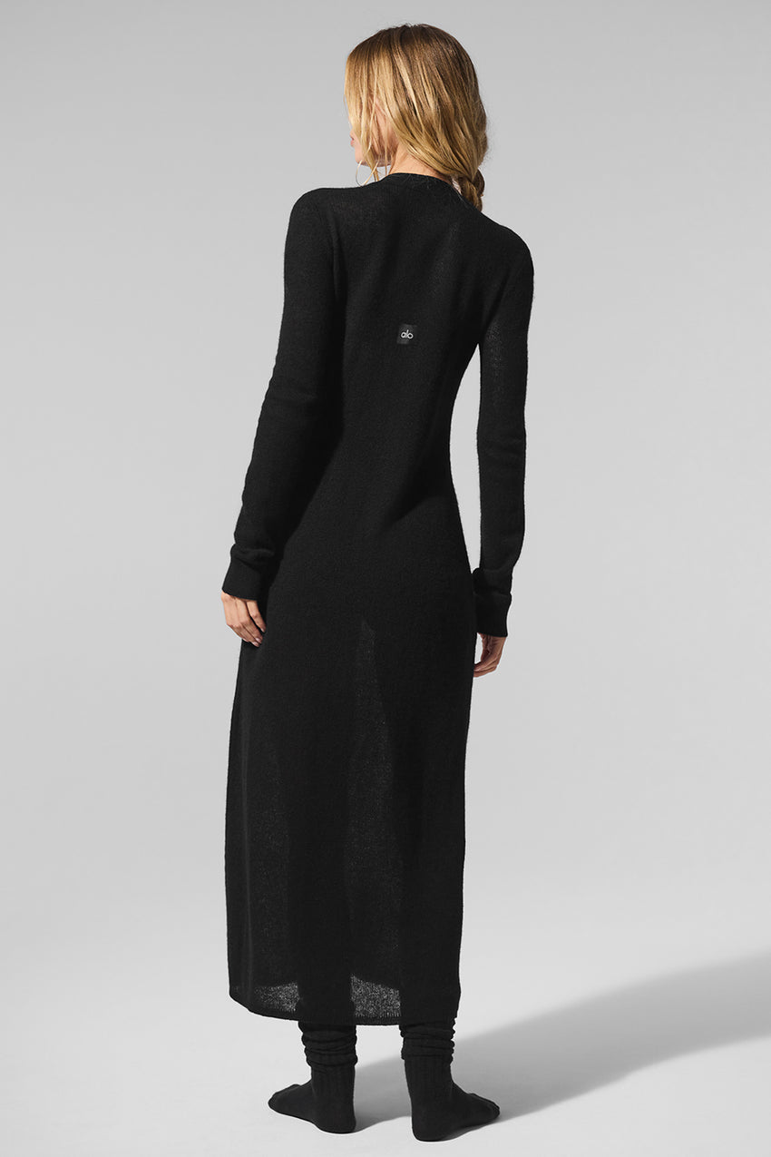 Sheer Cashmere Long Cardigan - Black