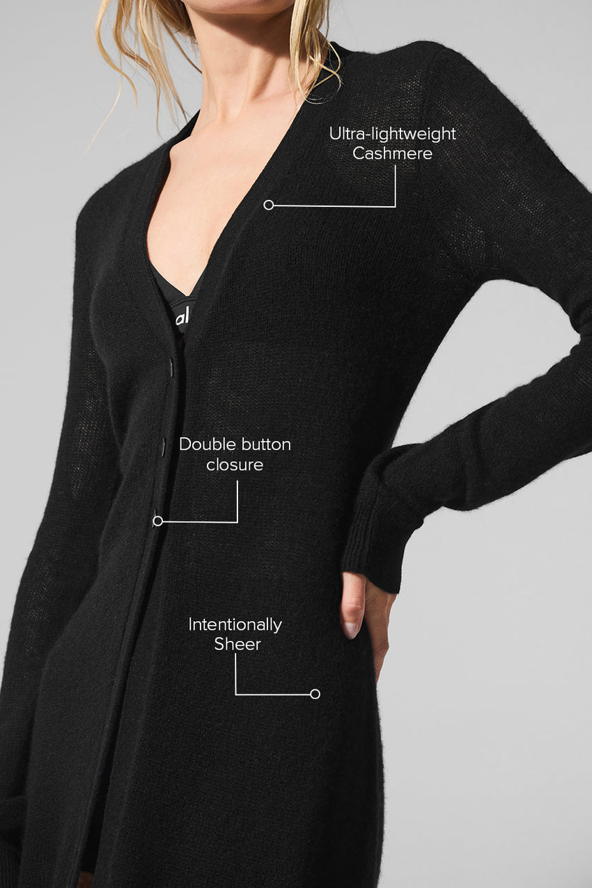 Sheer Cashmere Long Cardigan - Ivory