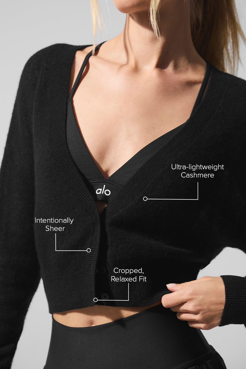 Sheer Cashmere Cropped Cardigan - Ivory