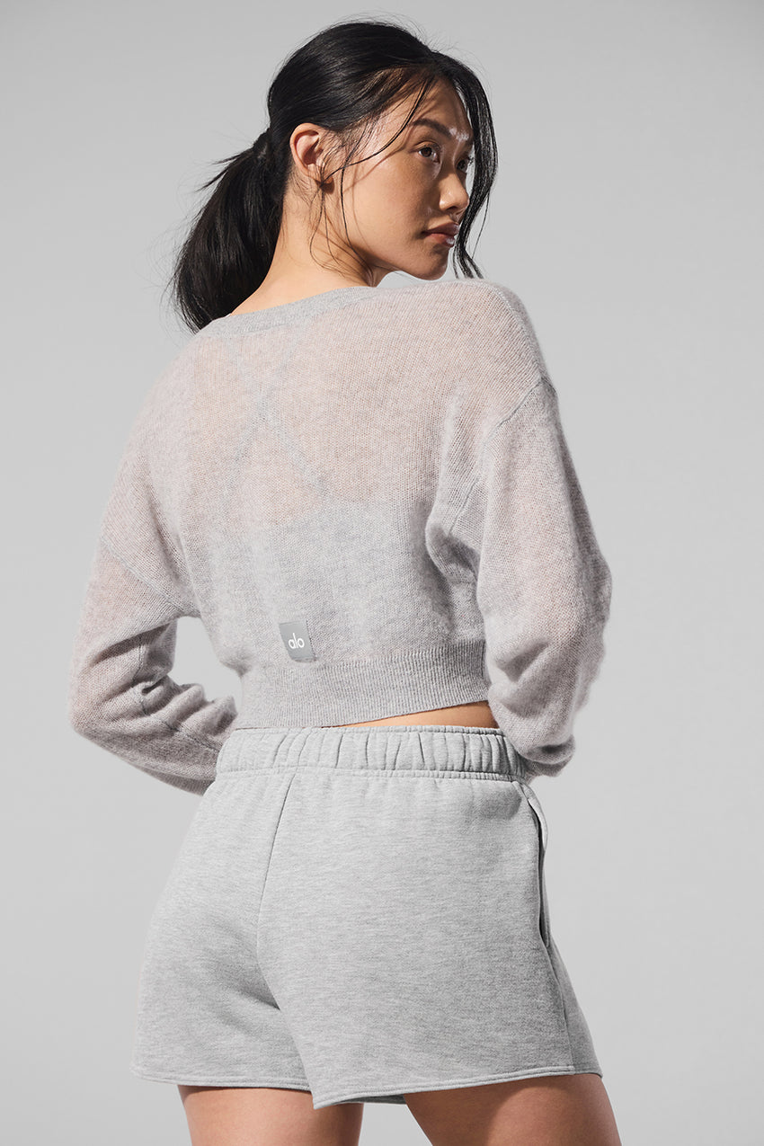 Sheer Cashmere Cropped Cardigan - Ivory