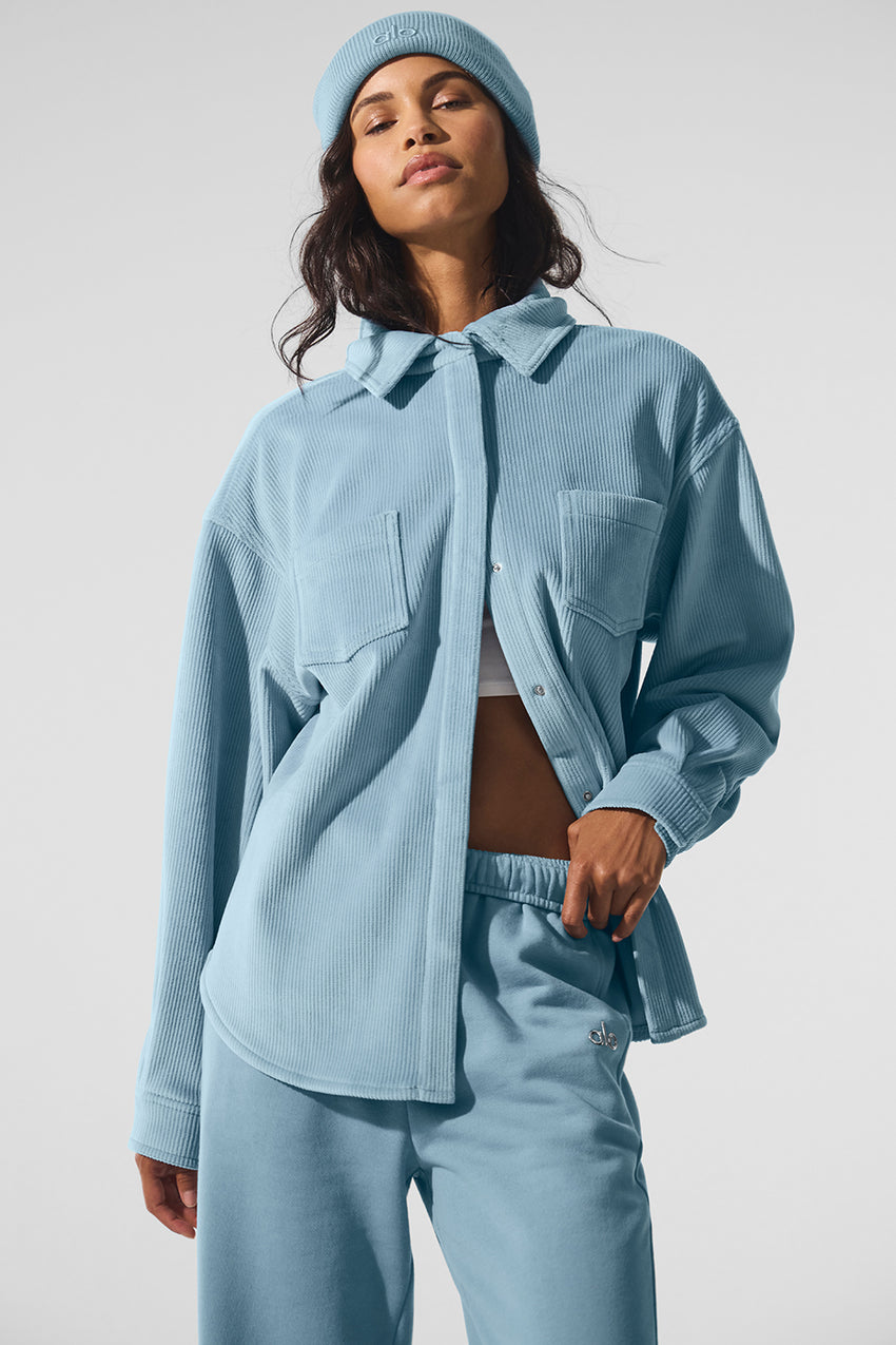 Ribbed Velour Mountain Side Shacket - Ivory