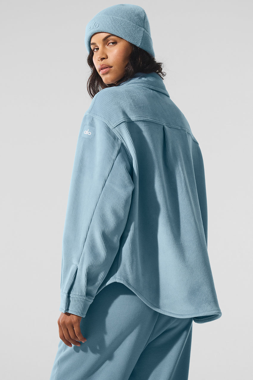 Ribbed Velour Mountain Side Shacket - Ivory