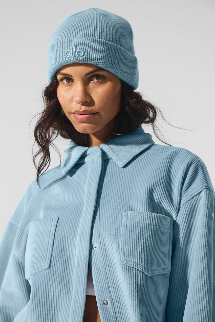 Ribbed Velour Mountain Side Shacket - Ivory