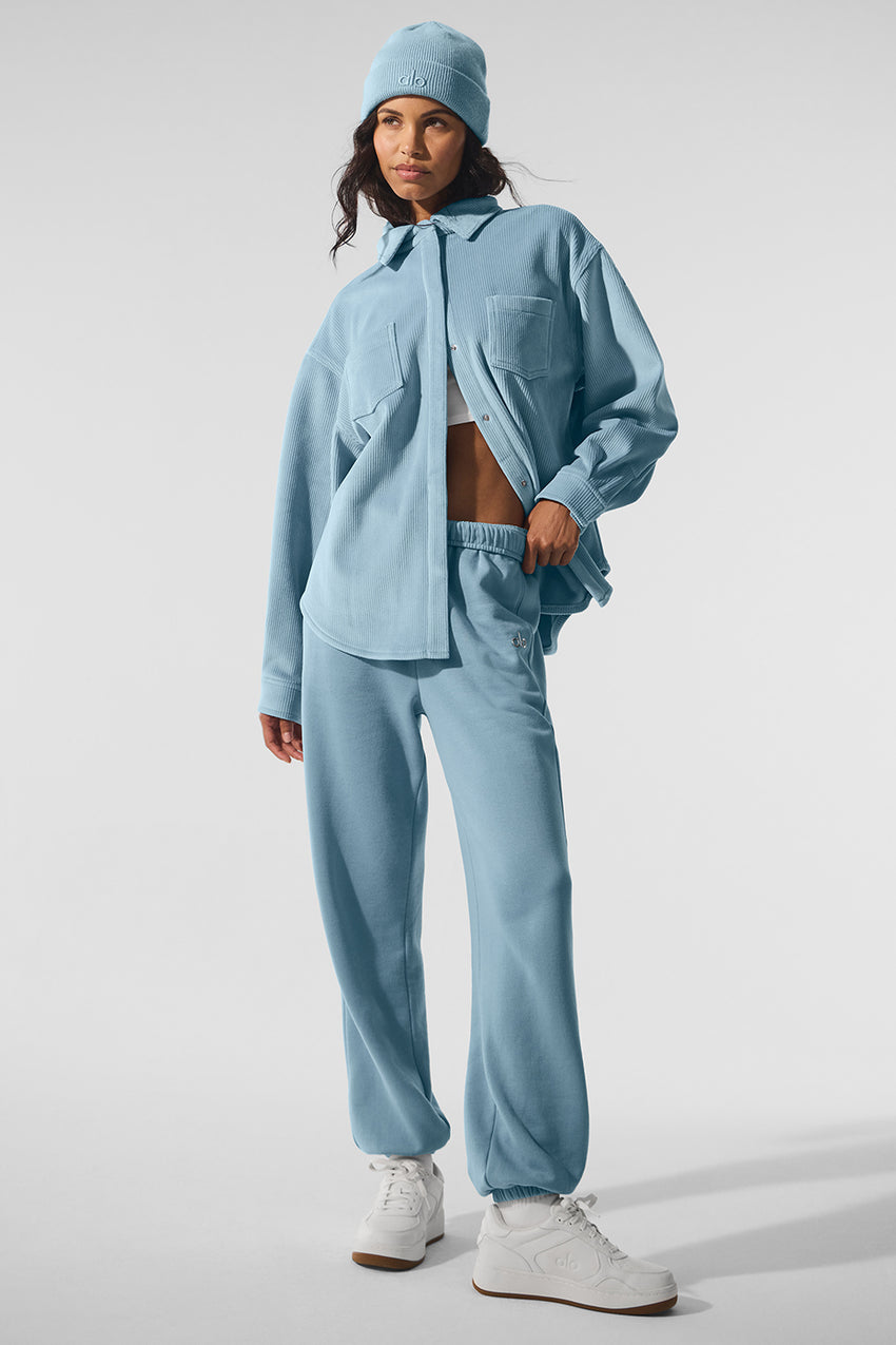 Ribbed Velour Mountain Side Shacket - Ivory