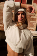 Polar Fleece Cropped Wintry Mix Jacket - Ivory