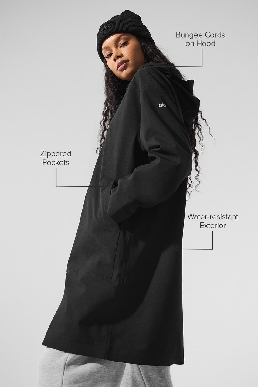Rain Or Shine Long Coat - Black