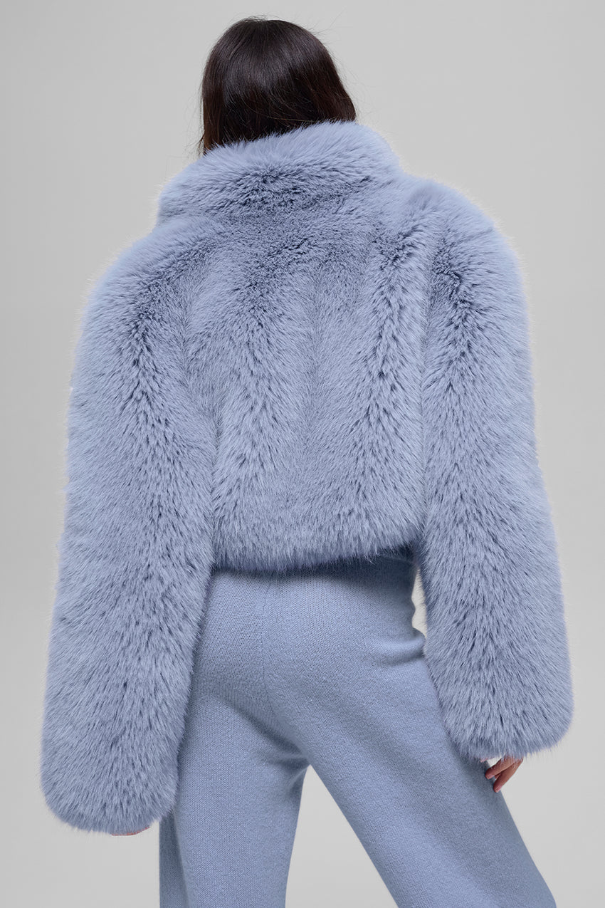 Opulent Faux Fur Cropped Jacket - Ivory