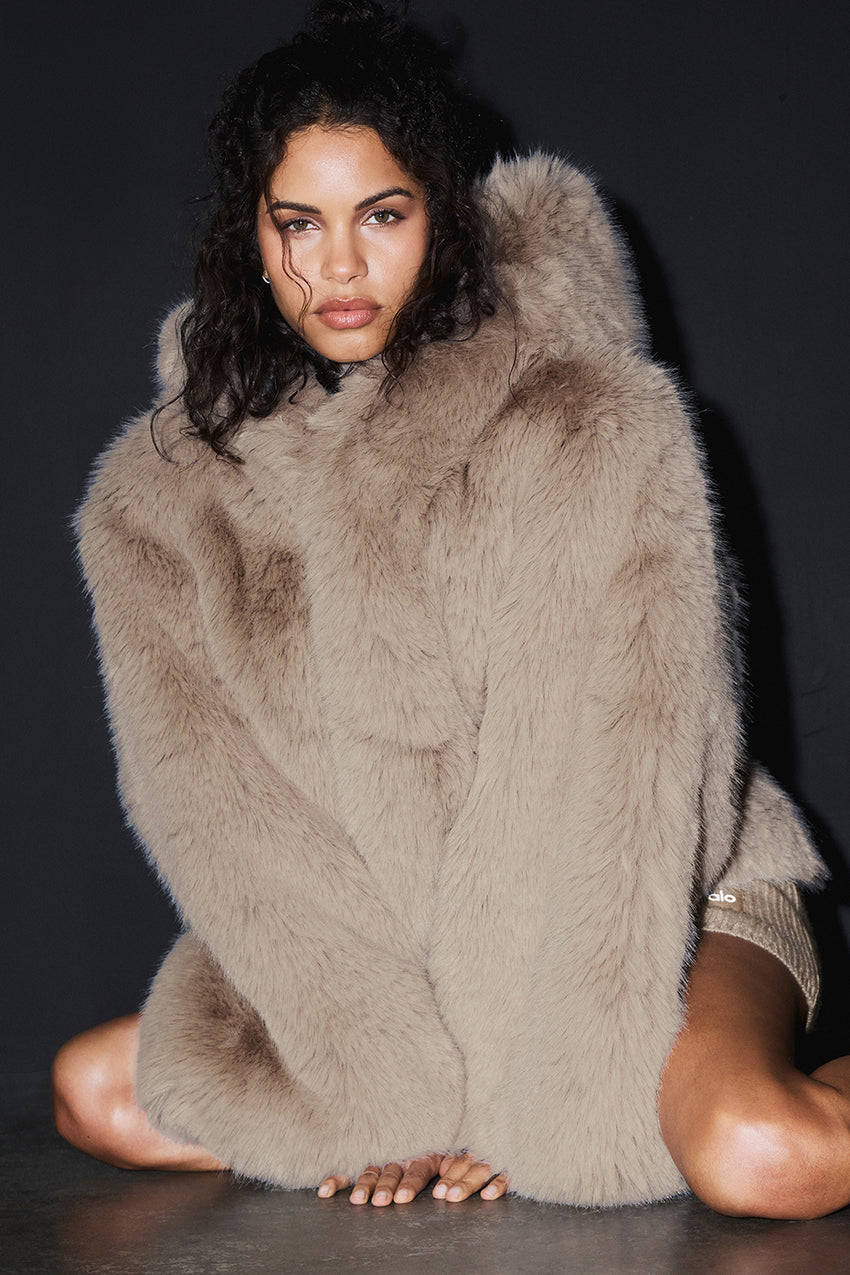 Opulent Faux Fur Statement Jacket - Black